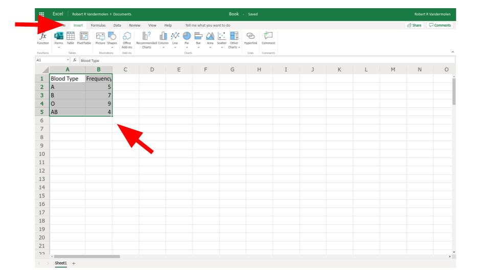 Excel Histogram example step 2