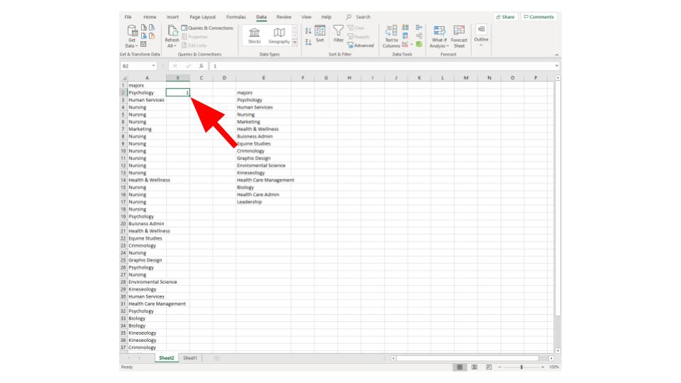 step 8 excel qualitative frequency table