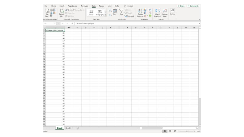 step 1 excel frequency quantitative 