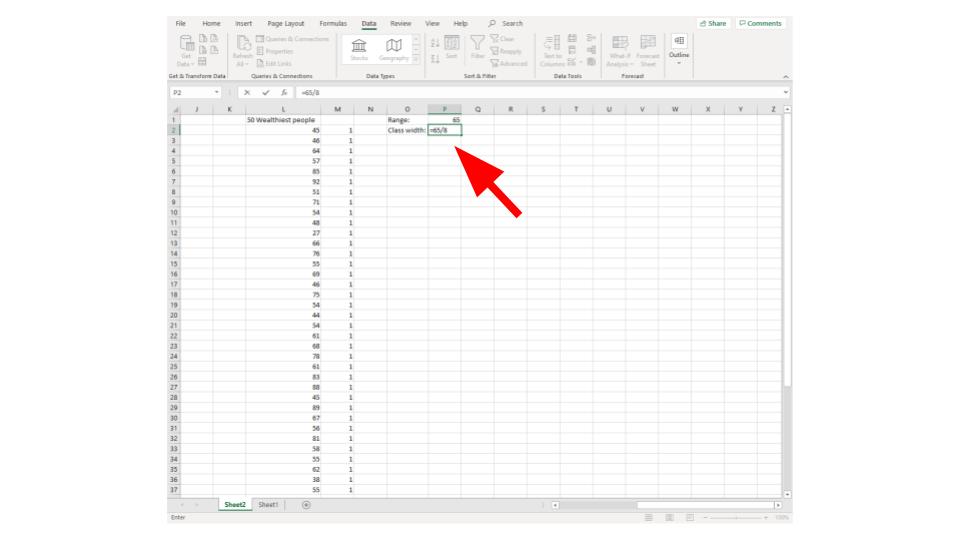 step 4 excel quantitative frequency table